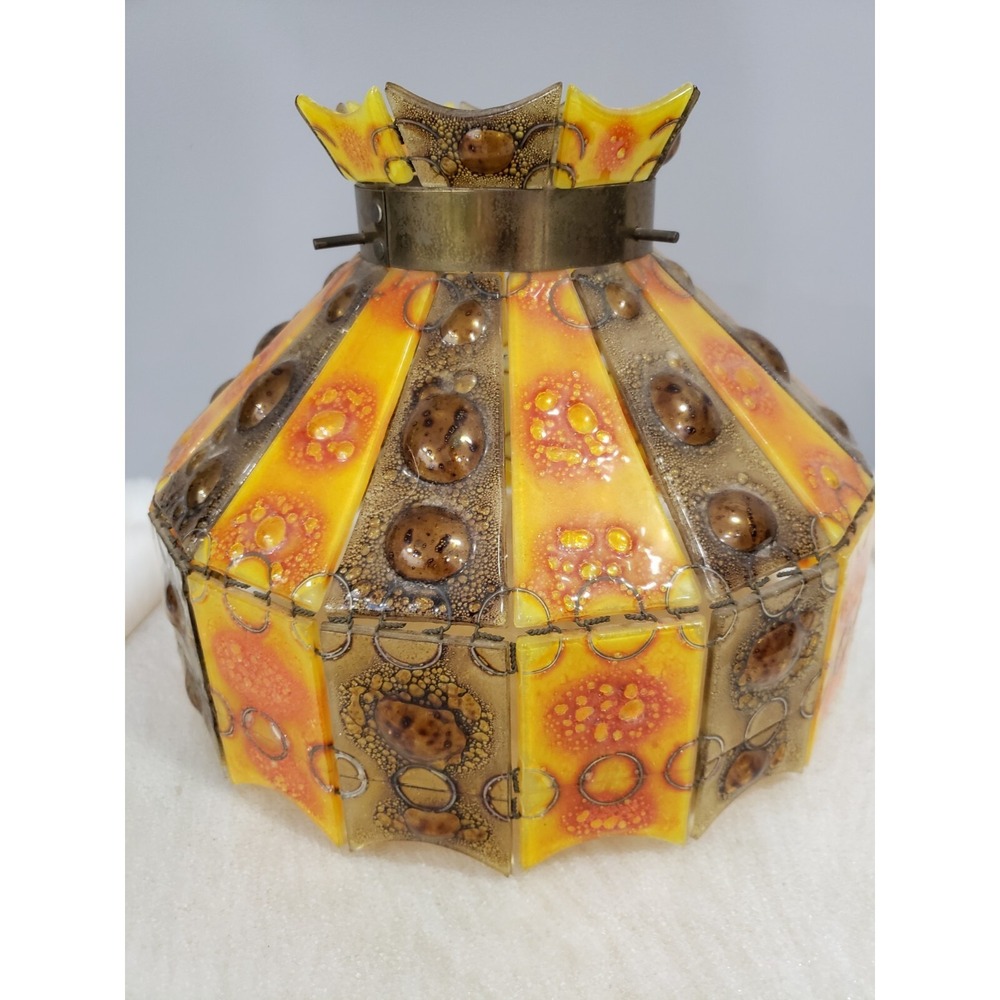 RARE Vintage Felipe Derflingher Mosaic MCM Hanging Swag Light Table Lamp Shade